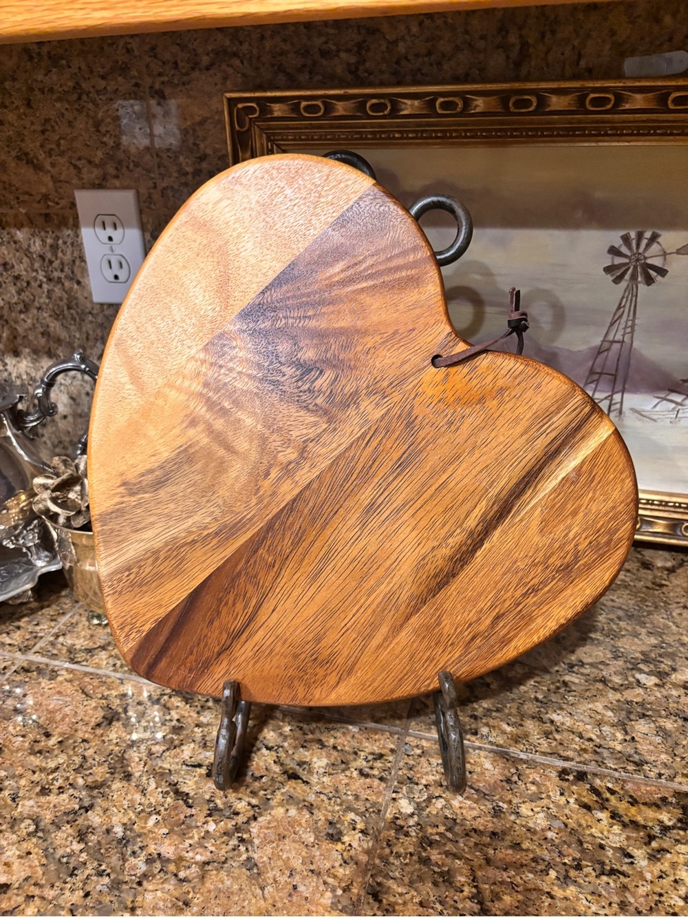 acacia swimwear Heart-Shaped Wooden Serving Board in Natural Brown Tones